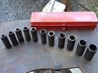 10mm-24mm Unbranded Metric Impact Sockets 1 2 Drive 11pc Red Metal Box