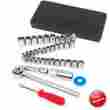 142497 Branded 40 Pc Socket Set Mechanics Metric 3 8 Drive Ratchet Wrench Sae Sockets W Case 0721058142497