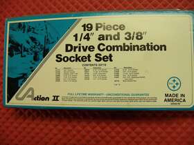 33719 Action Ii #33719 Inch 19 Piece 1/4 And 3/8 Dr. Comb. Socket Set Made In U.s.a. New