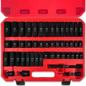 Amm 695637582007 3/8 Inch Drive Impact Socket Set 48-piece Standard Sae 5/16 To 3/4 And 3