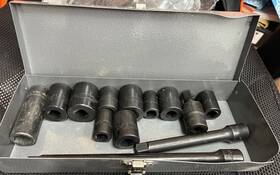 20-924 Armstrong Impact Socket Set Sae 10pc Steel With Extensions And Metal Case