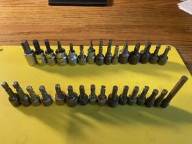 Assorted 769622279705 Misc. Brands 31 Piece 3/8 Inch Drive Stars/hex/socket Bits Used Made Usa/japan L31