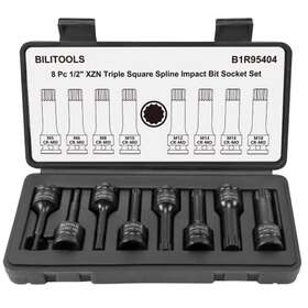 M5-m18 Bilitools 974676370443 8-piece Impact Xzn Triple Square Spline Bit Socket Set 1/2 Inch Drive