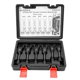 Bilitools 974676371426 Long Flex Head Crows Foot Line Wrench Set 3/8 Inch Drive Injector Fuel Crow