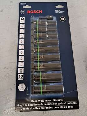 Itdso12v10 Bosch 2610058763 10 Pc. Impact Tough Deep Well 1/2 Inch Socket Set With 1/4 Hex