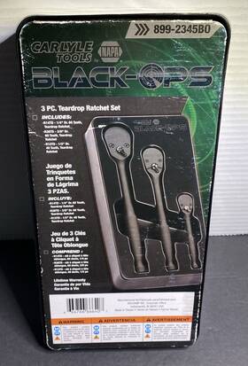 899-2345bo Carlyle Tools Napa Black-ops 3 Pc Teardrop Ratchet Set 1/4 Inch 3/8 1/2