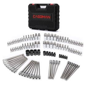 Casoman 737311727936 107 Pieces Bit Socket Set 1/4 Inch 3/8 And 1/2 Drive Torx/extra Long