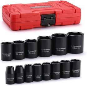 Casoman 750139057931 14 Pieces 1/2inch Drive Shallow Impact Socket Set Metric 6point 11mm To 32mm