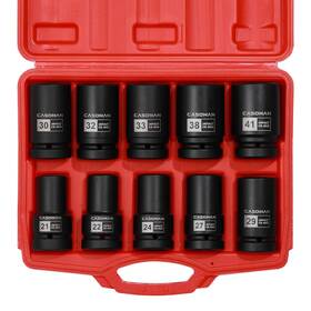 Casoman 782917373346 10pcs 1-inch Drive Deep Impact Socket Set Metric Cr-mo 21 22 24 27 29 30 3