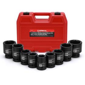 Casoman 782917373728 1-inch Drive Spindle Axle Nut Impact Socket Set Shallow 1 Inch To 2 9pcs Impa