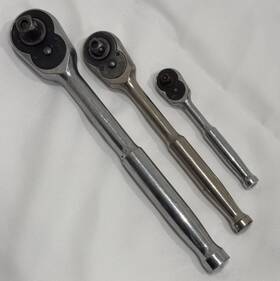 36716 Columbian 3 Vintage Ratchet Socket Tools 1/4 Inch 3/8 1/2 Drive