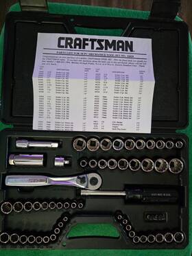 33658 Craftsman 58 Pc. Socket Set 1/4 Inch And 3/8 Drives Hand Bit Driver Case Usa