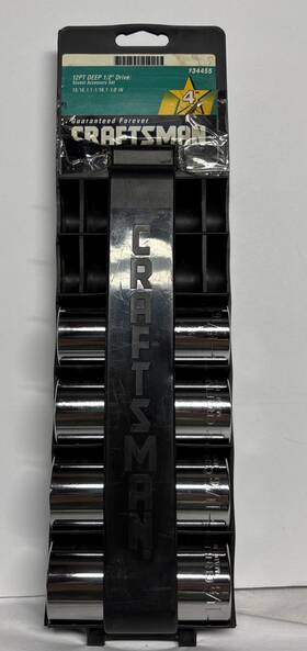 34455 Craftsman 4pc 1/2 Drive 12pt Deep Sae Sockets With Rack 15/16-1 1/8 Usa