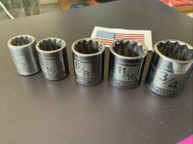 34638 Craftsman 34634 5pc 3/8 Drive 12pt Sae Sockets Laser Marked - 1/2 3/4 Inch Usa Black
