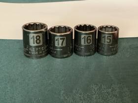 34649 Craftsman 4pc 3/8 Drive 12pt Metric Sockets 15-16-17-18mm Laser Stamped Usa
