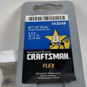 9-43249 Craftsman 43249 8pc 1/4 Drive 6pt Metric Flex Sockets 5 6 8 10-14mm Usa