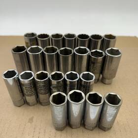43326 Craftsman 43321 43324 43325 24pc Large Lot 3/8 Drive 6pt 12pt Spark Plug Sockets Usa 5/8 Inch 13/16