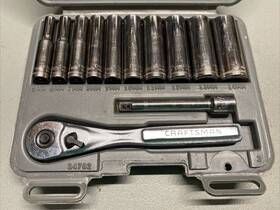 34782 Craftsman 43782 12pc 1/4 Inch Drive Deep Metric Socket Wrench Set Made In Usa