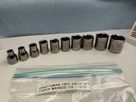Craftsman 45821-45829 3/8 Drive 10pc 6pt Sae Sockets 1/4 Inch - 13/16 Laser Marked Usa