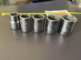45827 Craftsman 45823 5pc 3/8 Drive 6pt Sae Sockets Laser Marked 3/8-5/8 Inch Usa Yellow