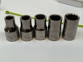 47505 Craftsman 47500 47501 47502 47503 5pc 1/2 Drive 12pt Sae Sockets 3/8 Inch - 5/8 G2 Usa Green