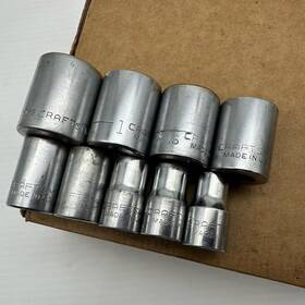 47501 Craftsman 9 Pc Vintage 12pt Socket Lot 1/2 Inch Drive Vv 1 1/8 Etc Made Usa Read