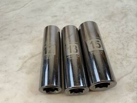50869 Craftsman 3pc 3/8 Drive 12pt Metric Deep Sockets 12-13-15mm Laser Marked Usa