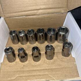 Craftsman 753807931526 1/2 Inch Drive 11 Piece 6pt Point Sae 14mm Chrome Socket Set Std