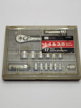 9-44031 Craftsman Sears Socket Ratchet 16 Pc Set 1/4 Inch And 3/8 Standard Drive Used