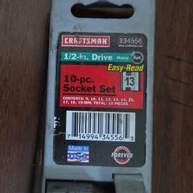 Craftsman 934556 1/2 Inch Drive Metric 10 Piece Easy-read Standard Socket Set