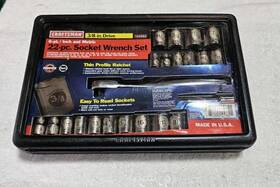 945882 Craftsman Usa Ez Read 3/8 Inch Dr Sae And Metric 22 Pc Socket Set 6 Pt With Case