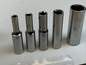 99102 Craftsman 5pc 1/4 Drive 6pt Deep Sae Sockets 5/32 3/16 5/16 1/2 Cmmt