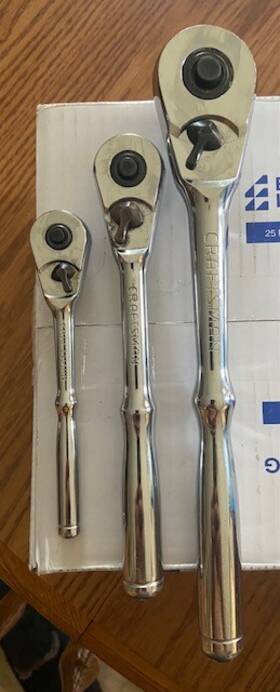 999679996499962 Craftsman 3 Piece 75-tooth Full Polish Ratchet Set Excellent Condition