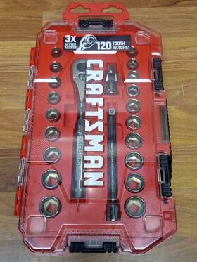 Cmmt12029 Craftsman 120 Tooth 3/8 Inch Ratchet Standard And Metric Tool Set 22 Piece Gun Metal
