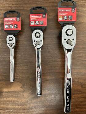 Cmmt81747 Craftsman Tools 3pc 1/4 3/8 1/2 Full Polish 72 Tooth Ratchet Socket Wrench Set