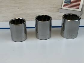 Gk-47514 Craftsman 3pc 1/2 Drive 12pt Sae Sockets 15/16 Inch 1 1-1/16 Usa Blue