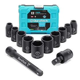 Duratech 820909659716 1/2 Inch Drive Impact Socket Set 12 Pieces 3/8 Inch1 10 Sae Sockets
