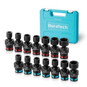 Duratech 820909795551 3/8 Inch Drive Impact Swivel Socket Set Shallow Universal Wobble Sae&met