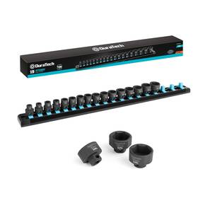 Duratech 931213201677 3/8 Inch Drive Stubby Impact Socket Set 19-piece Metric 6-24mm Cr-mo Steel O