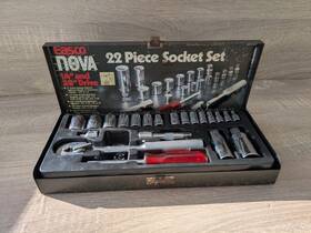 895122 Easco Nova 1/4 Inch And 3/8 Drive 22 Piece Socket Wrench Set In Box Complete Working