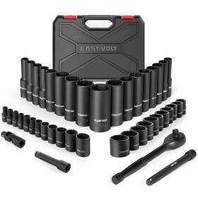 Eastvolt 425511900205 46 Pieces Drive Socket Ratchet Wrench Set Mechanic Tool Kits With 72 Teeth R
