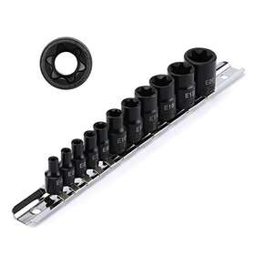 Ementol 781509074920 11pcs E-torx Socket Set With Rail Cr-v 1/4 Inch And 3/8 Drive Female External