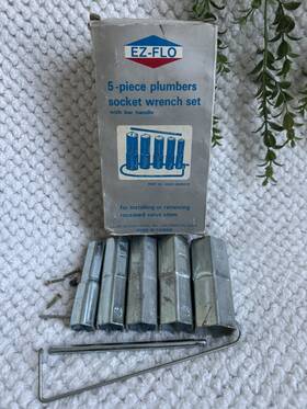 45041-8006010 Ez-flo 5-piece Plumber S Socket Wrench Set With Bar Handle Recessed Valve Tool