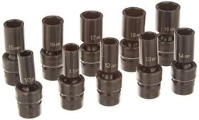 1210umsd Grey Pneumatic 838780002446 3/8 Inch Drive 10-piece Semi-deep Metric Universal Socket Set