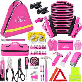 Hlwdflz Hlc003czb-pink90 Car Roadside Emergency Kit - Pink Assistance With Jumper Cables Auto Re
