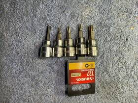 Husky 037103278814 Lot Of 5 3/8 Inch Dr Phillips/slotted/torx Bits