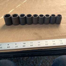 27513-27522 Husky 037103359643 3/8 In Drive Metric Impact Socket Set 9-piece 13mm-22mm 6 Pt