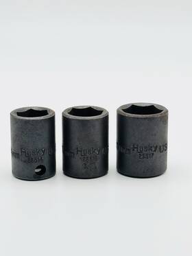 28517 Husky 28514 28515 3pc Vintage Set Usa 14mm 15mm 17mm Metric Impact Socket 6pt 3/8 Inch H7
