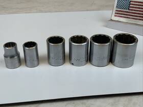 Cb1212 Husky 6pc 3/8 Drive 12pt Socket Lot - M Inch 3/4 Max. Usa Gray