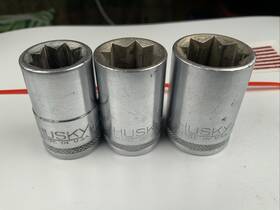 H2868 Husky H2866 3pc 1/2 Drive 8pt Sockets 9/16 H2867 5/8 Usa Red